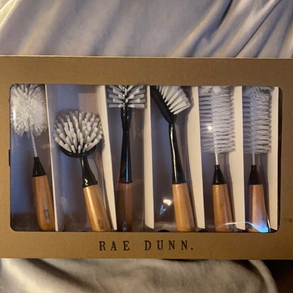 COPY - Rae Dunn Set of 7 Cleaning Brushes- Wood Handles